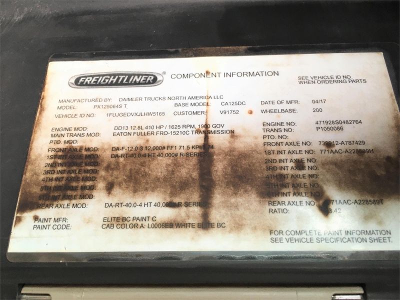 2018 FREIGHTLINER CASCADIA 125 7187619967 2018 FREIGHTLINER CASCADIA 125 7187619967