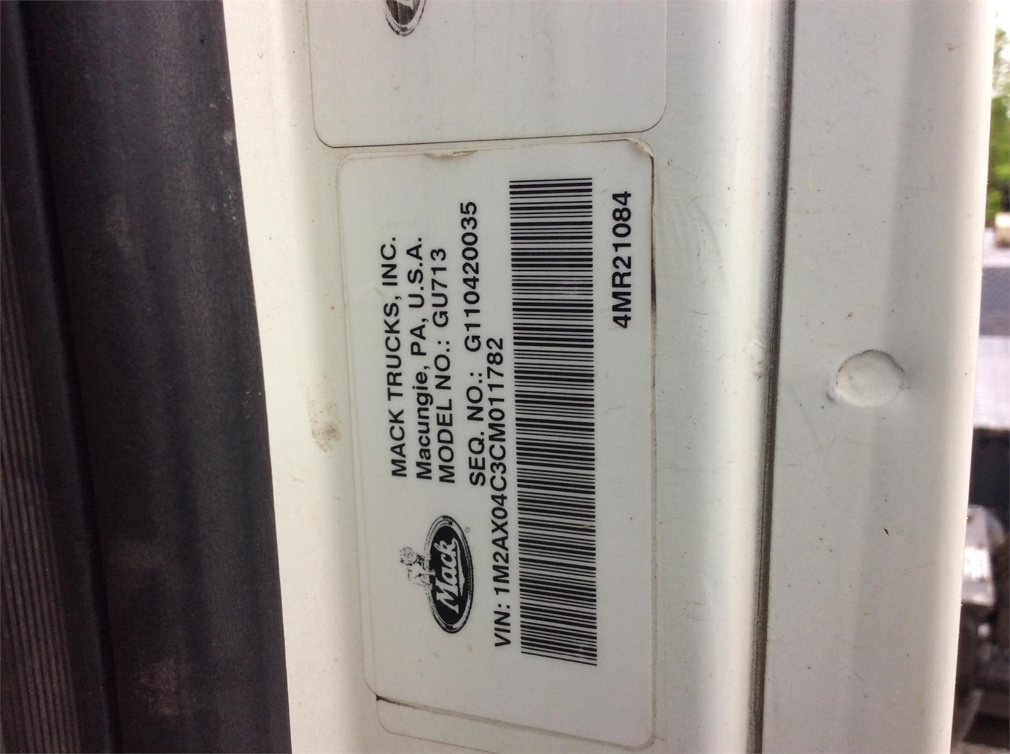 2012 MACK GRANITE GU713 7265857531 2012 MACK GRANITE GU713 7265857531