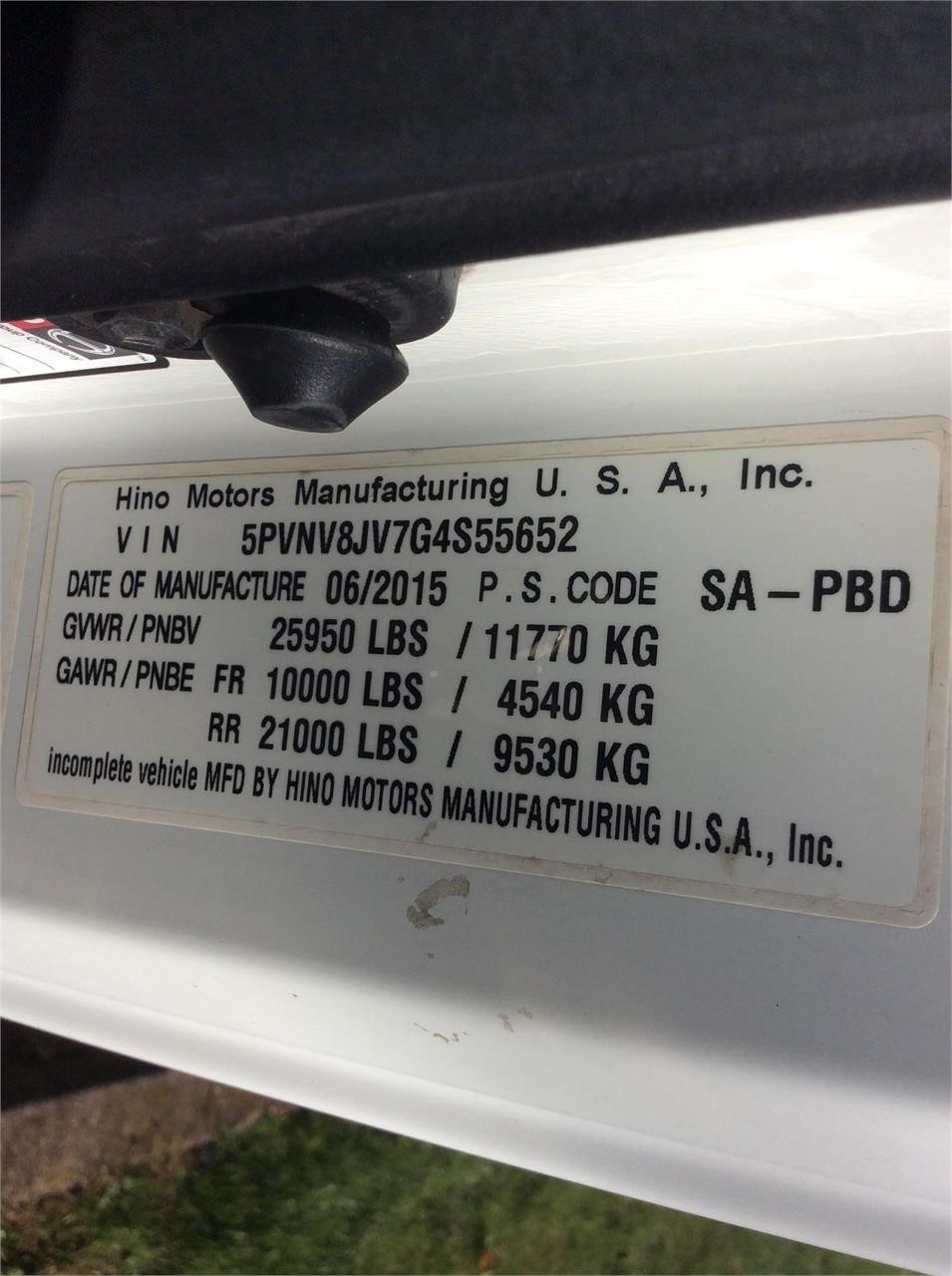 2016 HINO 338 8000022138 2016 HINO 338 8000022138