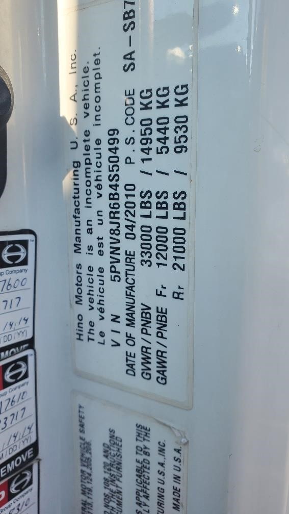 2011 HINO 338 8009453401 2011 HINO 338 8009453401