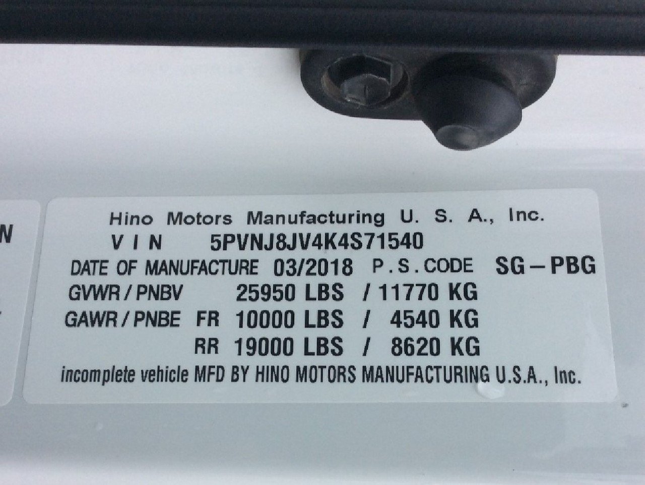2019 HINO 268A 1001508-10 2019 HINO 268A 1001508-10