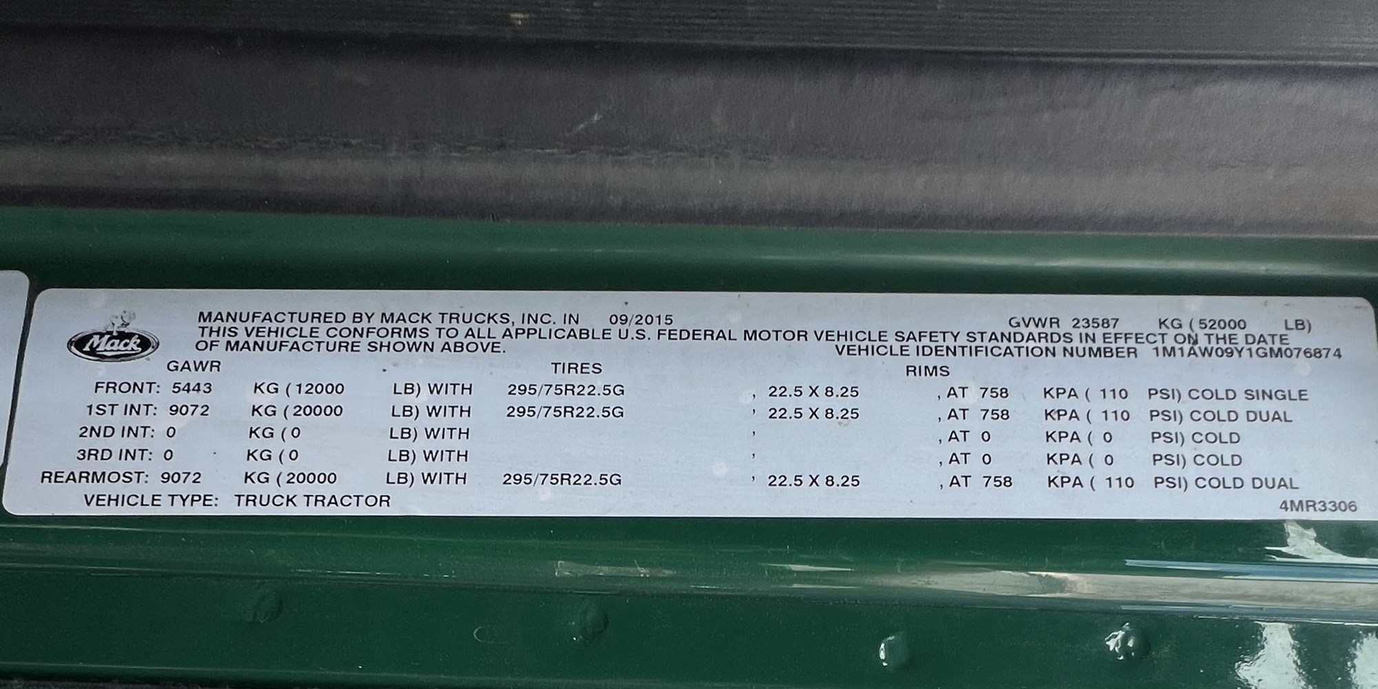 2016 MACK CXU613 1069020-10 2016 MACK CXU613 1069020-10