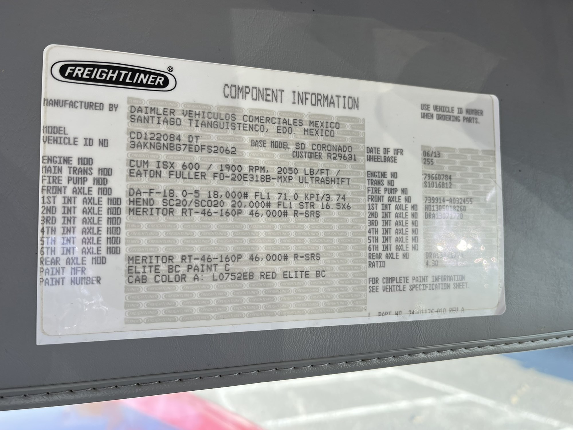 2014 Freightliner Coronado 1066596-14 2014 Freightliner Coronado 1066596-14