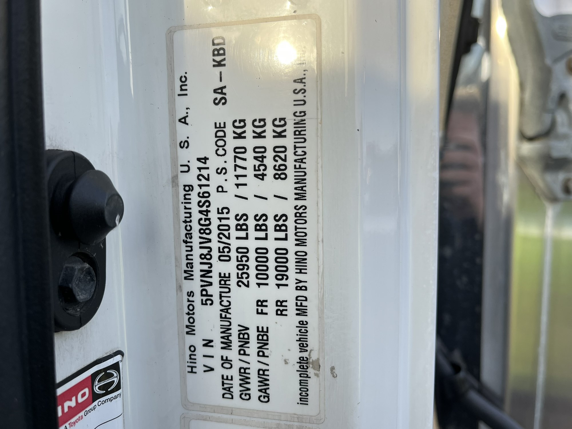 2016 HINO 268A 1000462-15 2016 HINO 268A 1000462-15