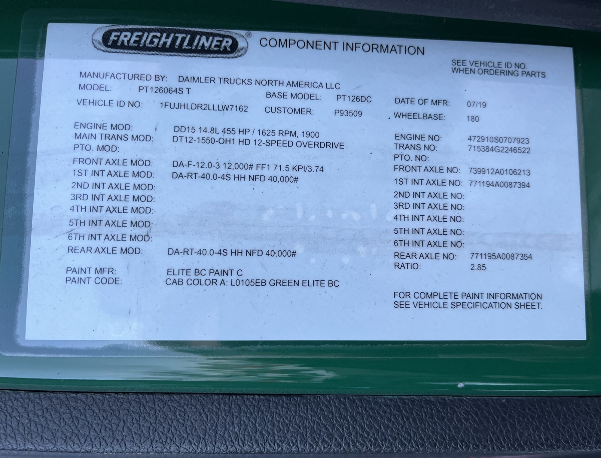 2020 FREIGHTLINER CASCADIA 126 1103542-15 2020 FREIGHTLINER CASCADIA 126 1103542-15