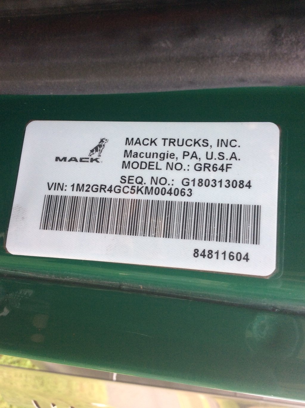 2019 MACK GR64F 1001468-13 2019 MACK GR64F 1001468-13